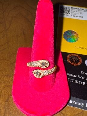STUNNING Gold Over Sterling Silver 925 Moissanite Pave Open Teardrop Ring
